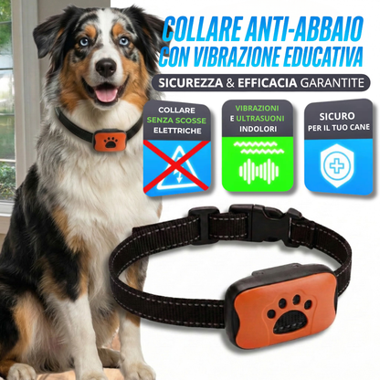 Collare antiabbaio arancione VITAFiDO, senza scosse elettriche: educazione con 0 dolore